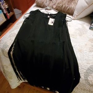 Lbd with black fringe the length of the dress